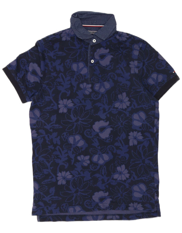 Polo slim fit da uomo Tommy Hilfiger piccola in cotone floreale blu navy