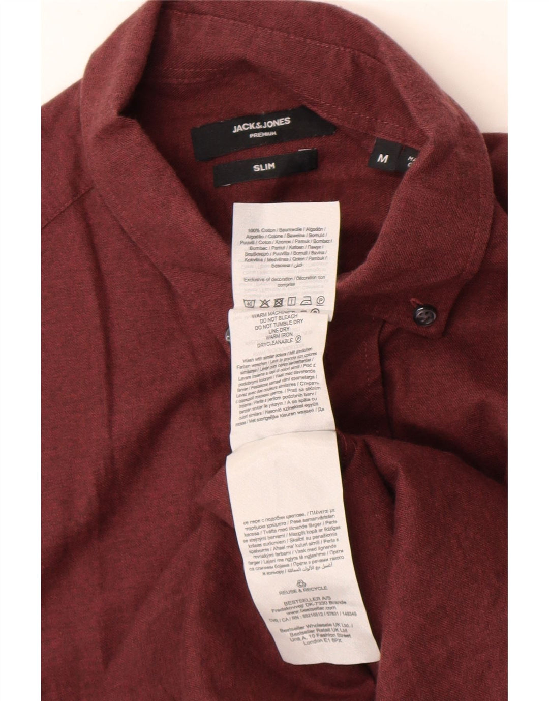 Camicia slim fit da uomo Jack & Jones in cotone bordeaux medio