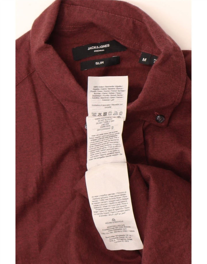 Camicia slim fit da uomo Jack & Jones in cotone bordeaux medio