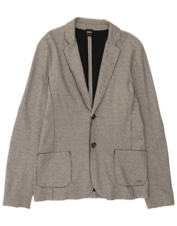 Giacca blazer da uomo a 2 bottoni Hugo Boss UK 40 grande cotone grigio