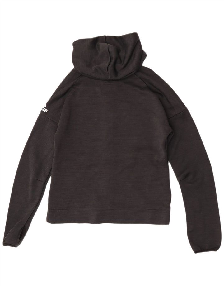 Maglione con cappuccio e zip da donna Adidas UK 16 grande poliestere nero