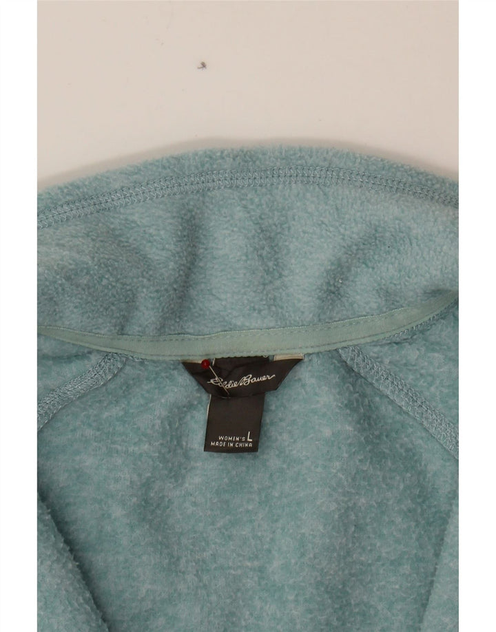 EDDIE BAUER Womens Zip Neck Fleece Jumper UK 16 Large Turquoise Polyester Vintage Eddie Bauer and Second-Hand Eddie Bauer from Messina Hembry 