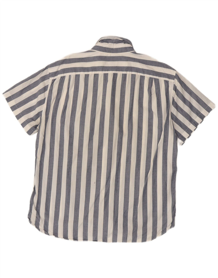 J. CREW Camicia slim a maniche corte da uomo XL in cotone a righe blu