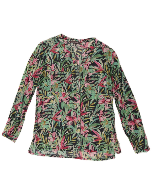 Laura Ashley Camicia da donna Camicetta UK 10 Piccolo cotone floreale multicolore
