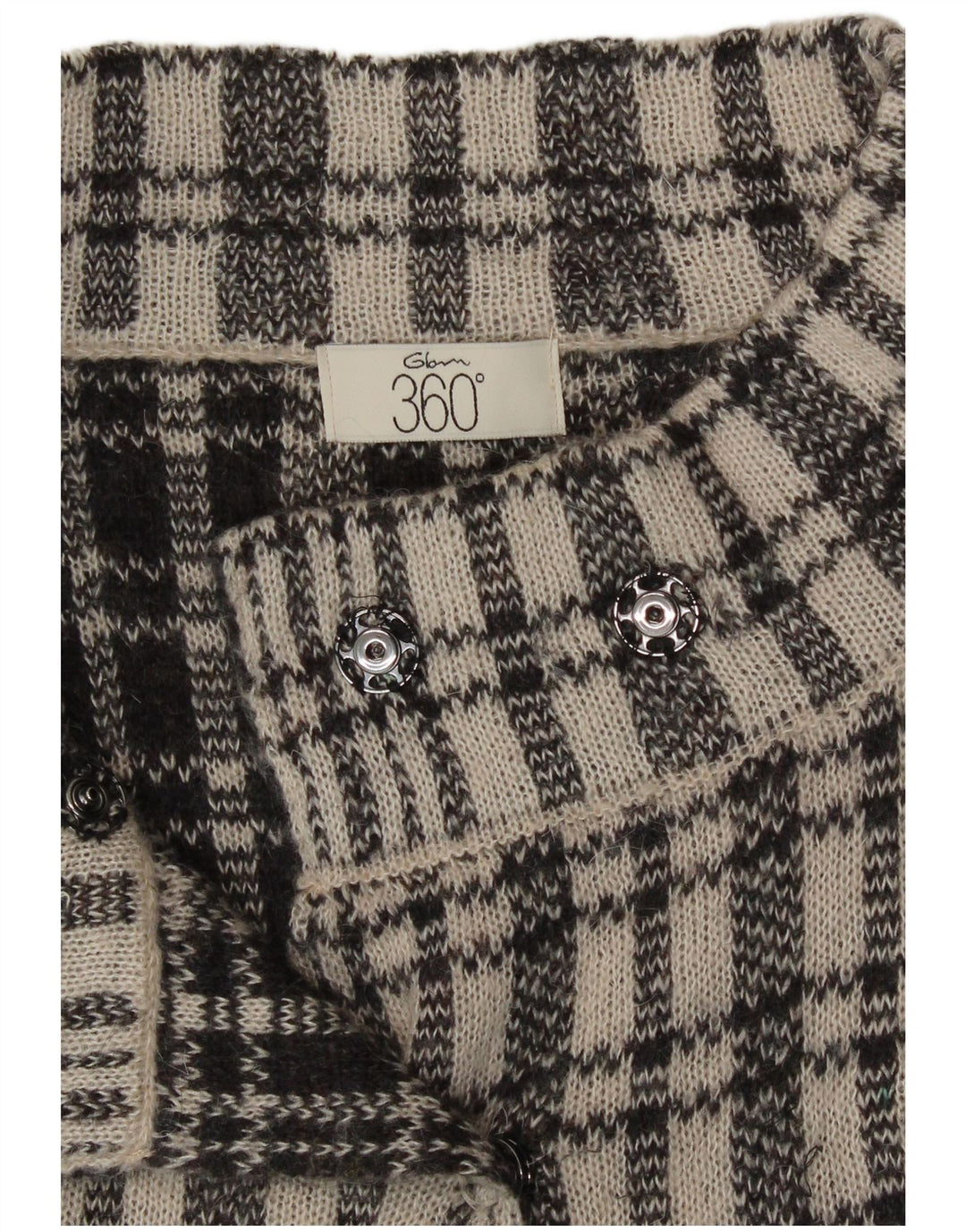 Maglione cardigan con maniche a 3/4 da donna vintage UK 12 a quadri blu medio