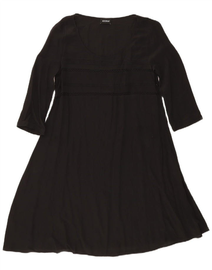 Abito a trapezio a maniche lunghe da donna Kookai UK 12 medio nero