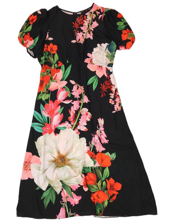Abito lungo da donna Lipsy UK 16 Grande poliestere floreale nero