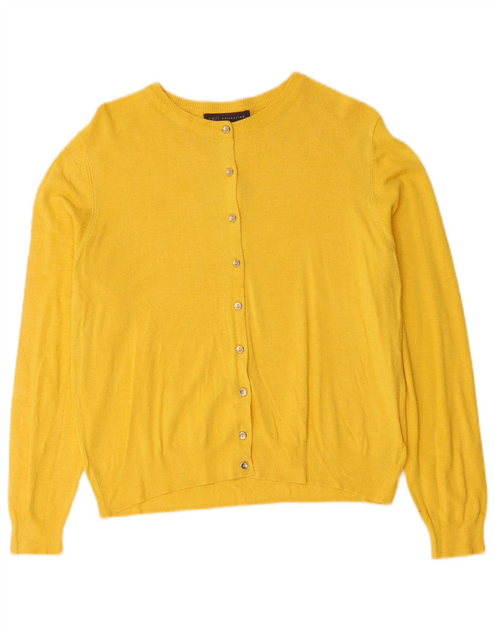 Maglione cardigan da donna Marks & Spencer UK 14 Viscosa giallo medio