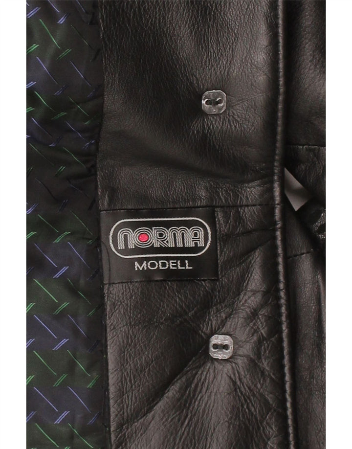 NORMA Womens Leather Coat UK 20 2XL Black Animal Print
