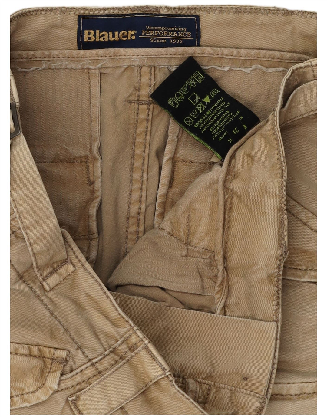 BLAUER Mens Straight Cargo Trousers  W31 L28 Beige Cotton