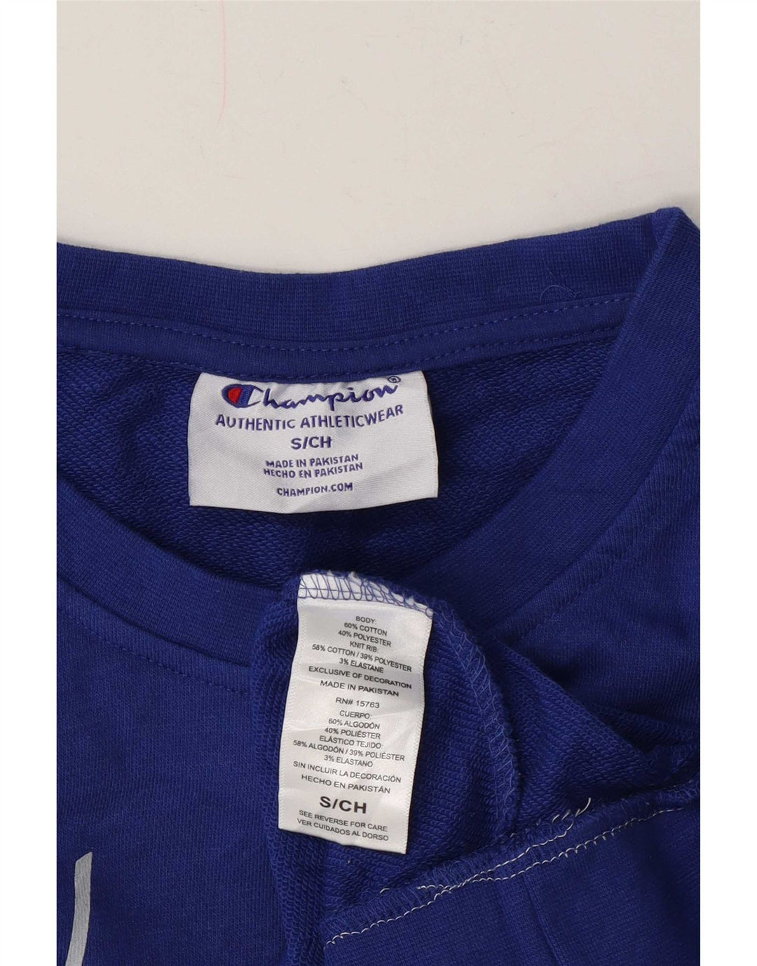 Felpa oversize con grafica da donna Champion, maglione UK 10, piccolo cotone blu
