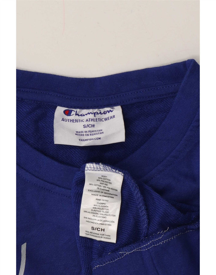Felpa oversize con grafica da donna Champion, maglione UK 10, piccolo cotone blu