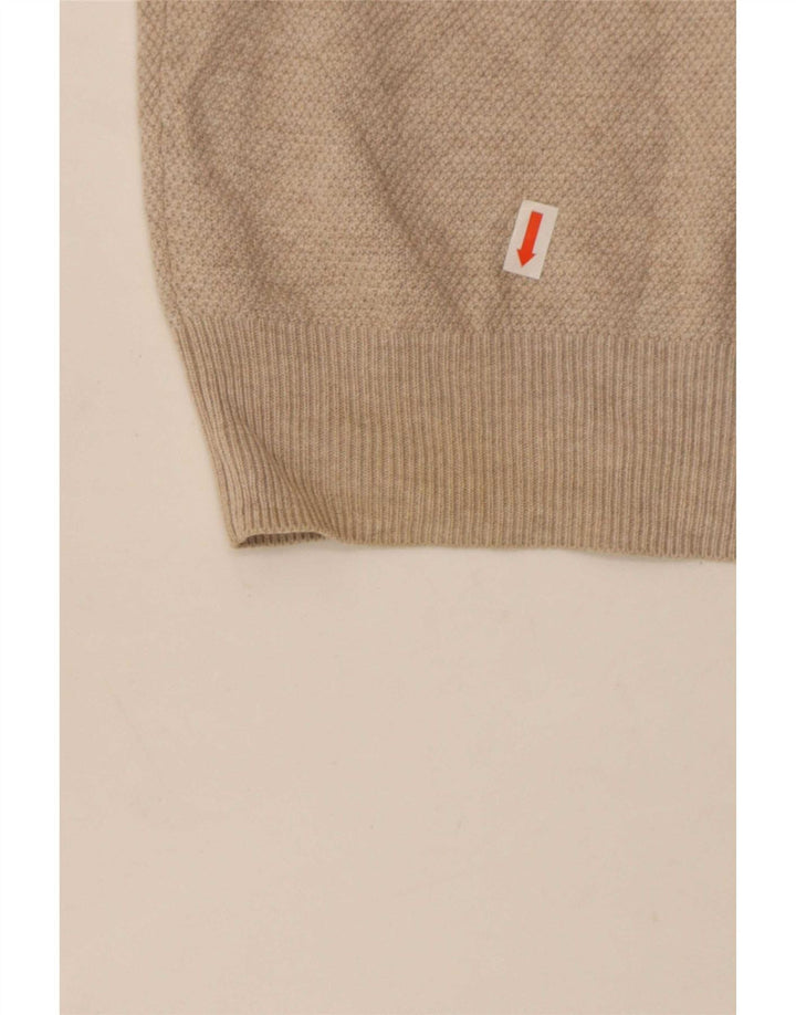Maglione da uomo con zip e collo Massimo Dutti in cotone beige medio