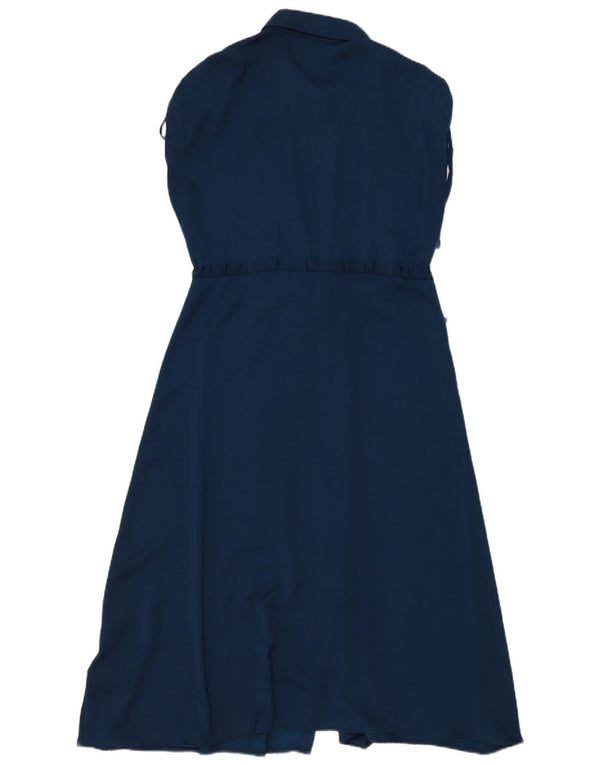 Abito camicia a maniche corte da donna Dkny US 10 grande poliestere blu navy