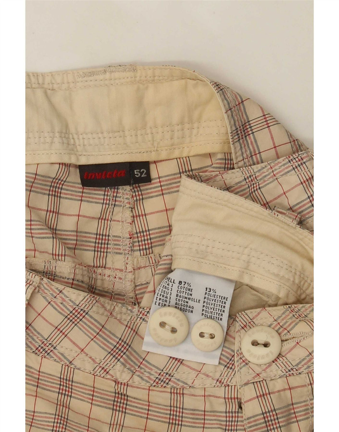 Pantaloncini cargo da uomo Invicta IT 52 XL W36 Cotone a quadri beige