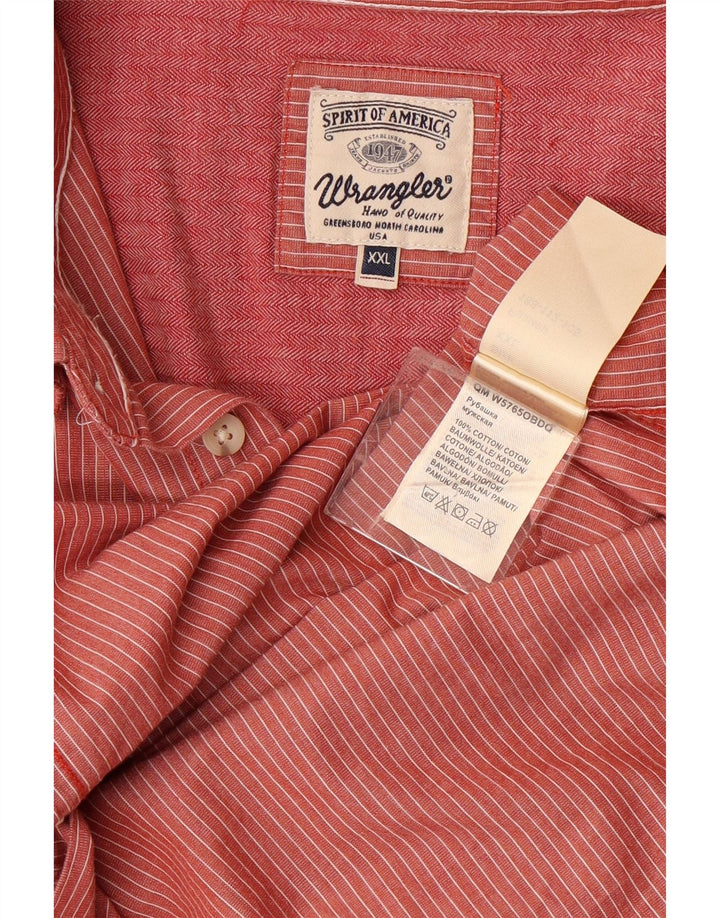 WRANGLER Mens Regular Fit Shirt 2XL Red Striped Cotton Classic