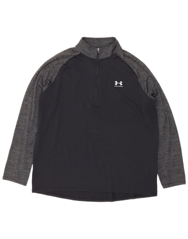 Under Armour Top da uomo con zip e collo grafico manica lunga grande nero sportivo