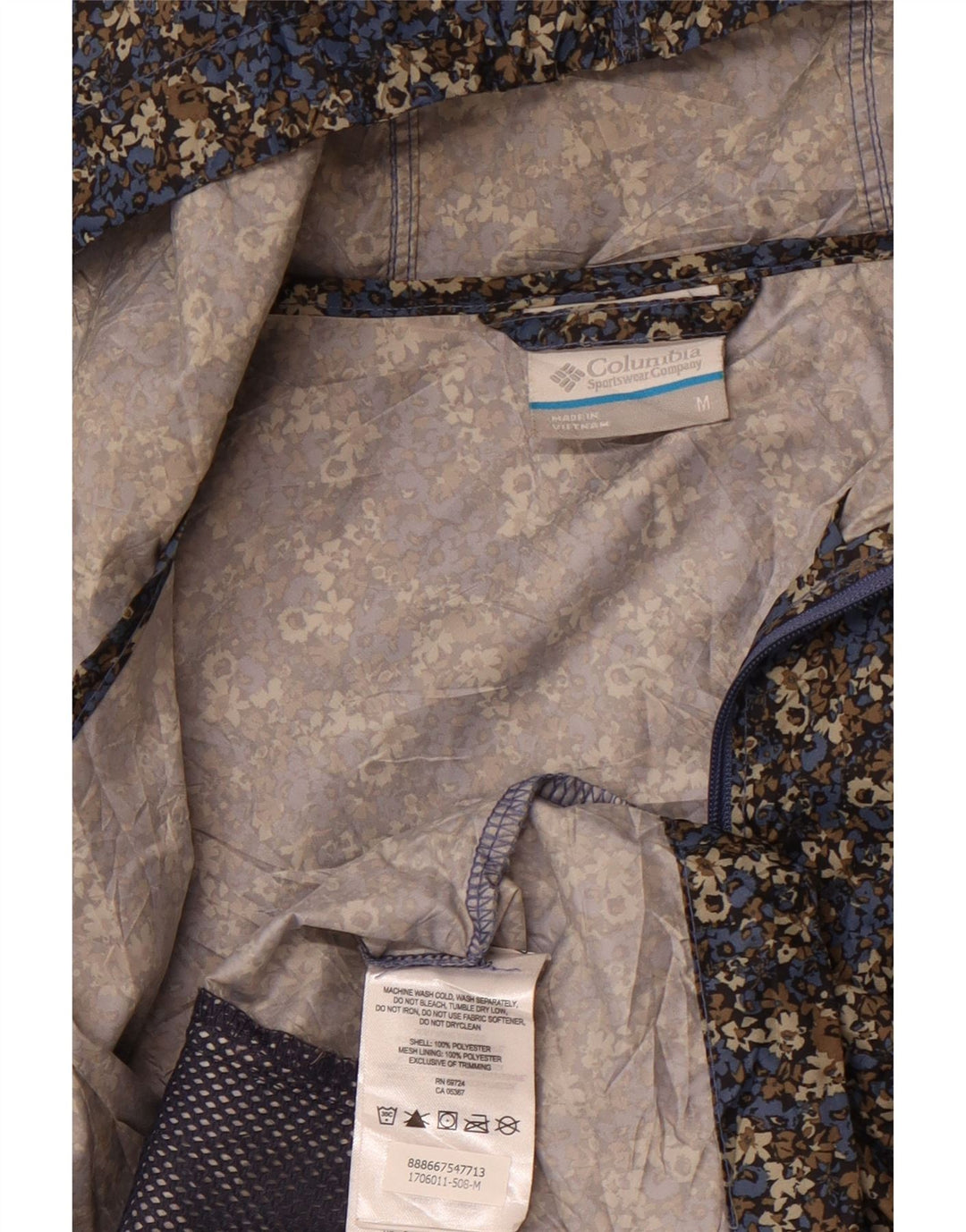 Giacca antipioggia con cappuccio da donna COLUMBIA UK 14 media floreale multicolore