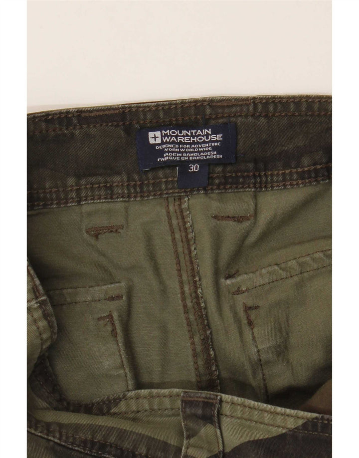 Pantaloncini cargo da uomo Mountain Warehouse W30 in cotone mimetico verde medio
