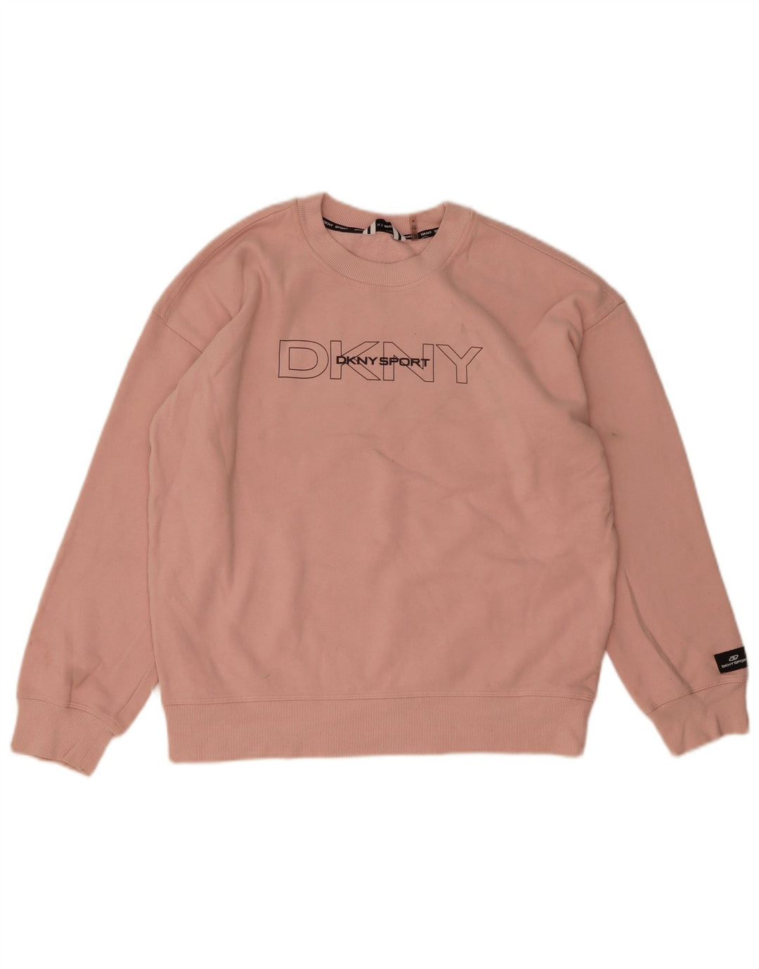 Felpa oversize con grafica da donna Dkny UK 14 cotone rosa medio