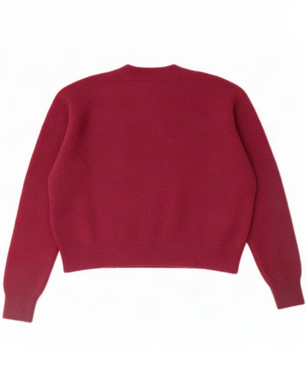 Maglione corto girocollo oversize da donna Zara UK 10 piccolo bordeaux