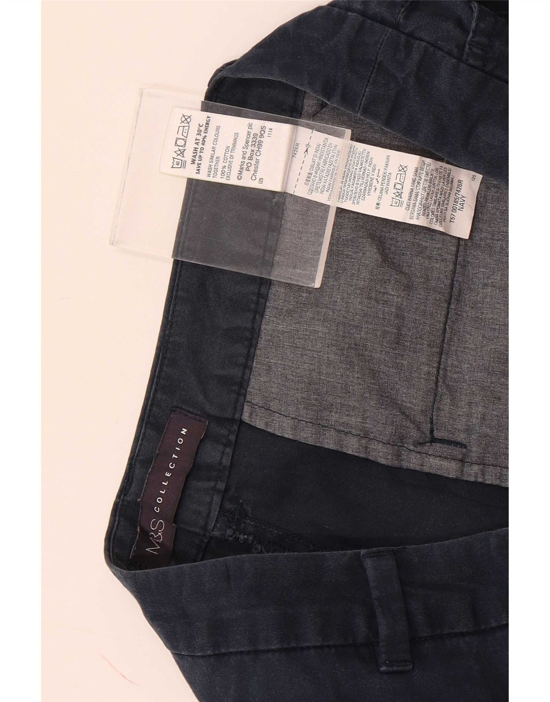 Pantaloncini chino da donna Marks & Spencer UK 12 medi W30 cotone blu navy