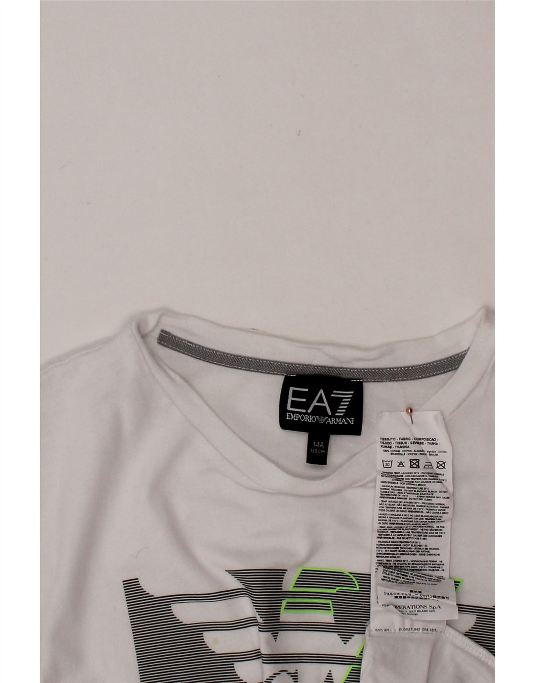 T-shirt grafica per ragazzi EMPORIO ARMANI 13-14 anni in cotone bianco