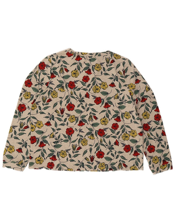SEASALT CORNWALL Womens Graphic Top Long Sleeve UK 14 Large Grey Floral