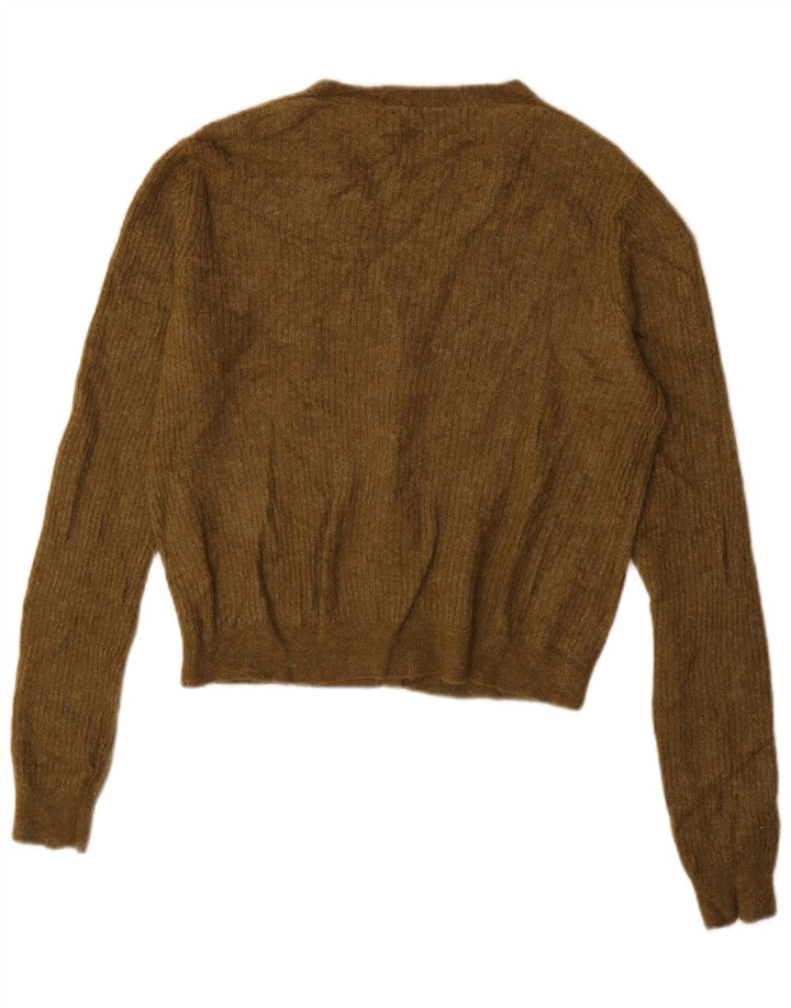 Maglione cardigan da donna Zara UK 16 grande kaki poliammide