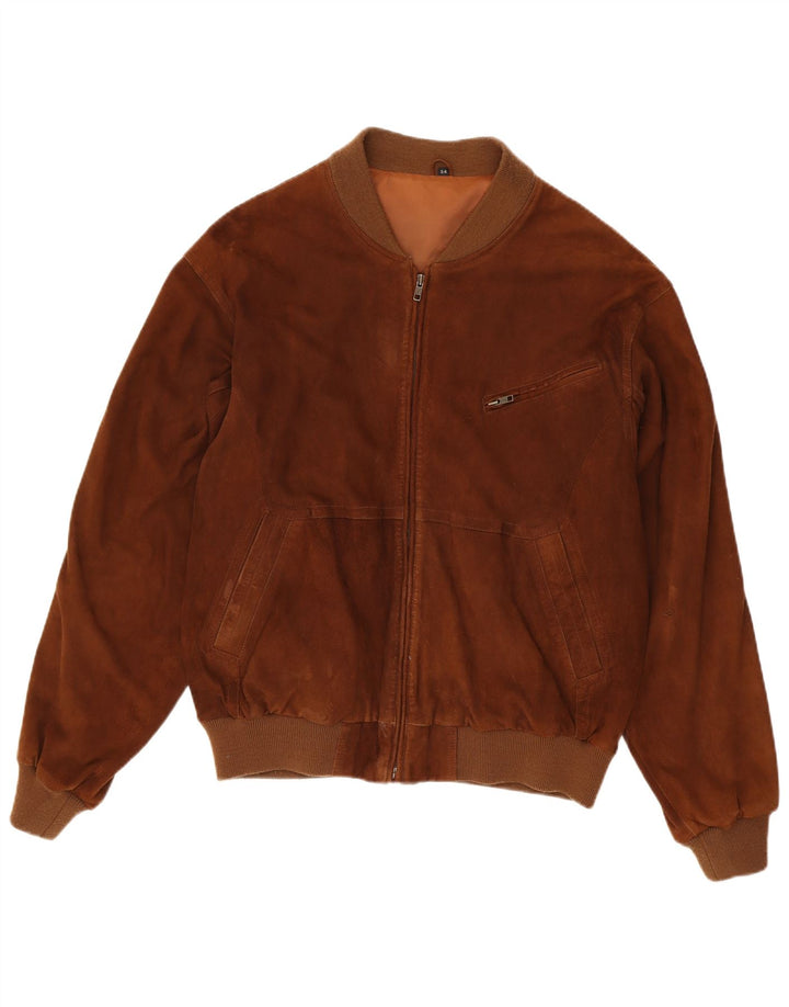 Giacca vintage in pelle scamosciata da uomo EU 54 2XL in pelle marrone