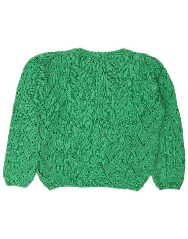 Maglione maglione vintage da donna con scollo a barca UK 14 Verde medio