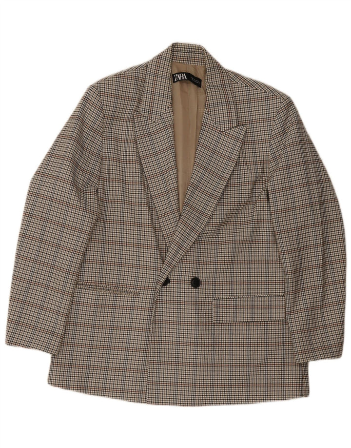 Giacca blazer doppiopetto da uomo Zara UK 38 Poliestere a quadri grigio medio