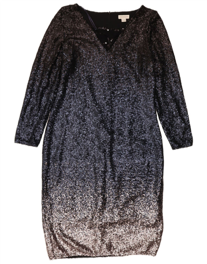 Abito a trapezio da donna a maniche lunghe Monsoon UK 16 Large Blu Navy Colourblock