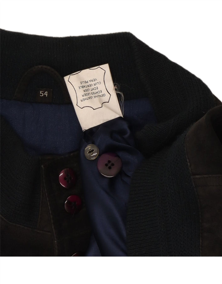 Giubbotto bomber da uomo in pelle scamosciata VINTAGE IT 54 2XL Pelle nera