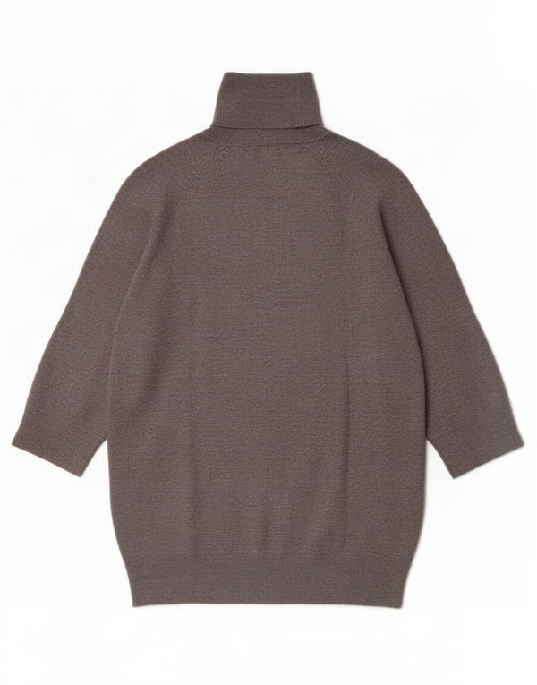 Zara Womens 3/4 Sleeve Roll Neck Jumper Sweater UK 14 Large Grey