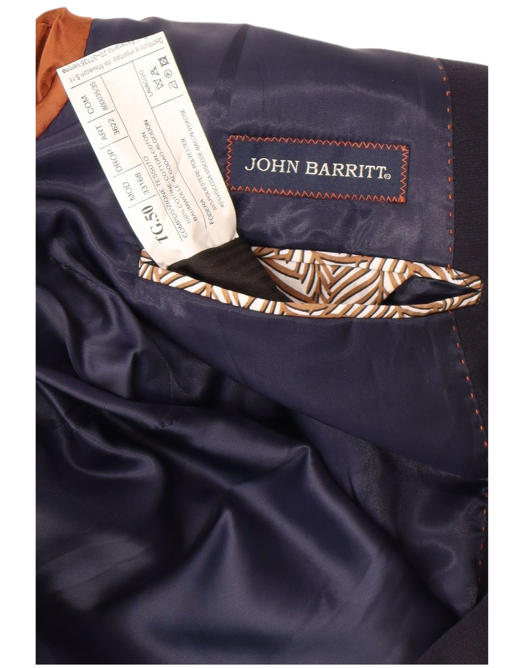 Giacca blazer da uomo slim fit a 2 bottoni John Barritt UK 40 grande blu navy