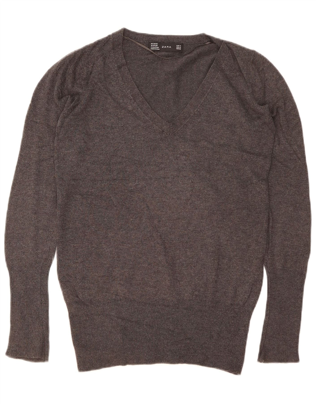 Maglione Zara da donna con scollo a V UK 12 Grigio medio