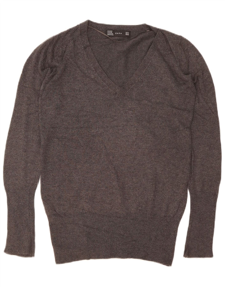Maglione Zara da donna con scollo a V UK 12 Grigio medio
