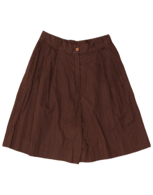 Bermuda vintage da donna a vita alta IT 44 medio W28 marrone gessato