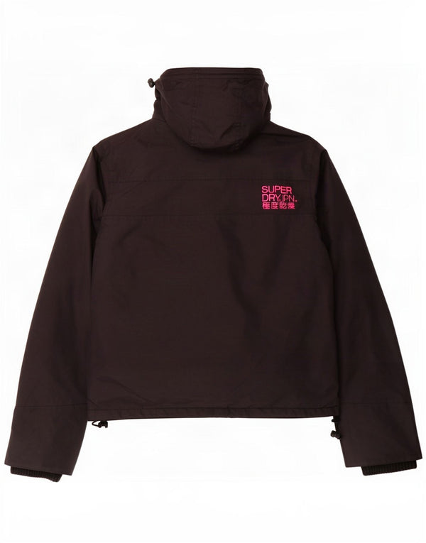 Giacca a vento con cappuccio da donna Superdry UK 14 Medium Black Nylon