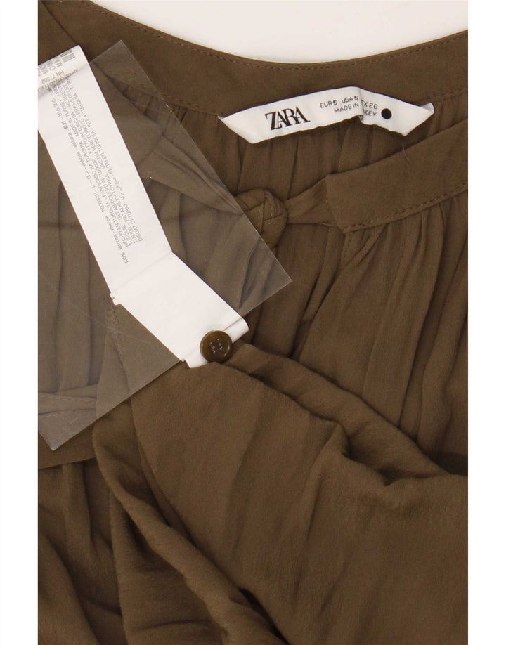 Blusa oversize da donna Zara Top UK 10 piccola viscosa verde