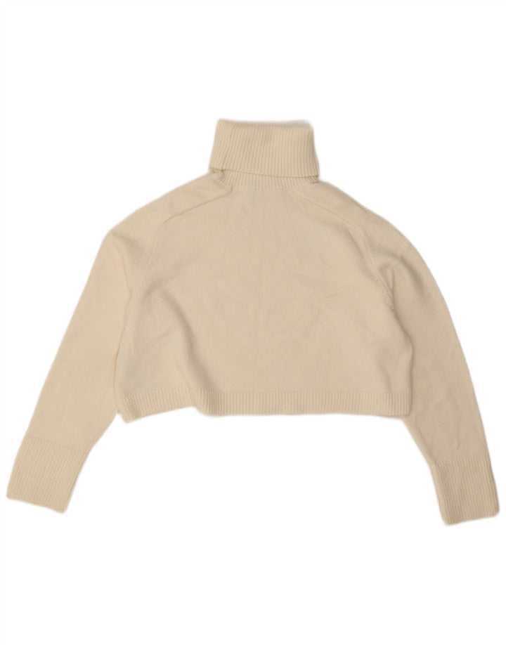 Maglione corto oversize a collo alto corto da donna Zara UK 14 medio bianco sporco
