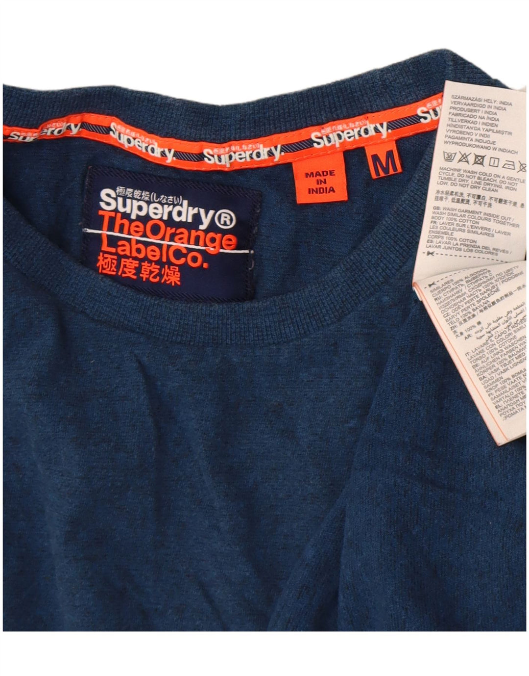 Top da uomo a maniche lunghe Superdry in cotone blu navy medio
