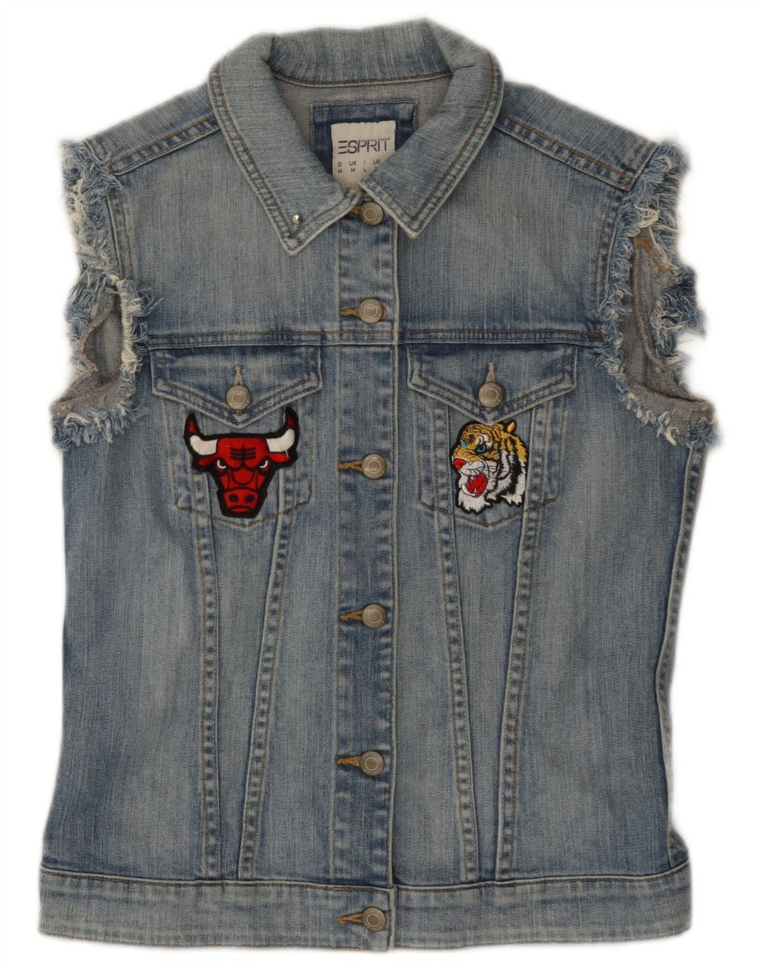ESPRIT Gilet da donna in denim grafico Chicago Bulls da donna UK 12 cotone blu medio