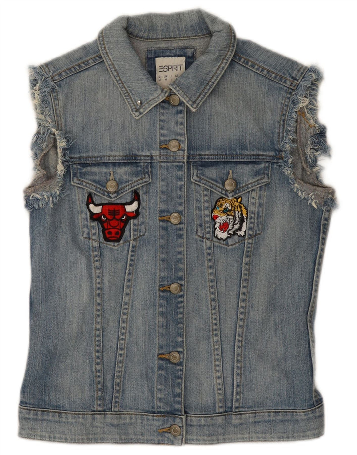 ESPRIT Gilet da donna in denim grafico Chicago Bulls da donna UK 12 cotone blu medio