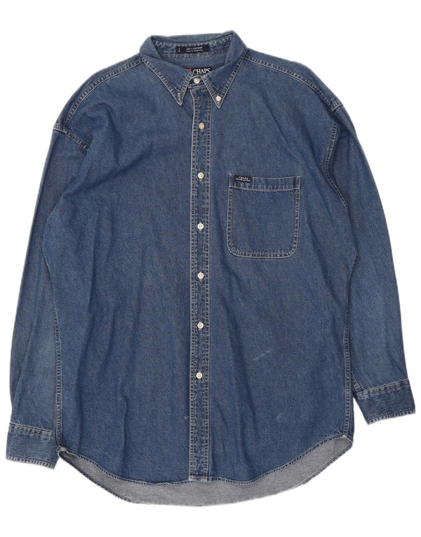 Camicia di jeans da uomo Chaps Ralph Lauren grande cotone blu