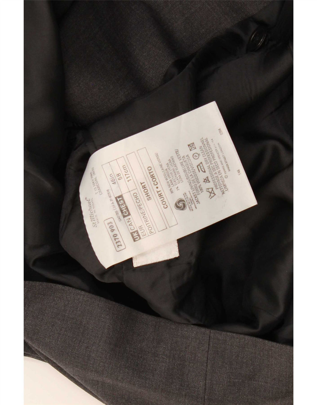 Giacca blazer doppiopetto da uomo Marks & Spencer UK 46 XL grigio lana vergine