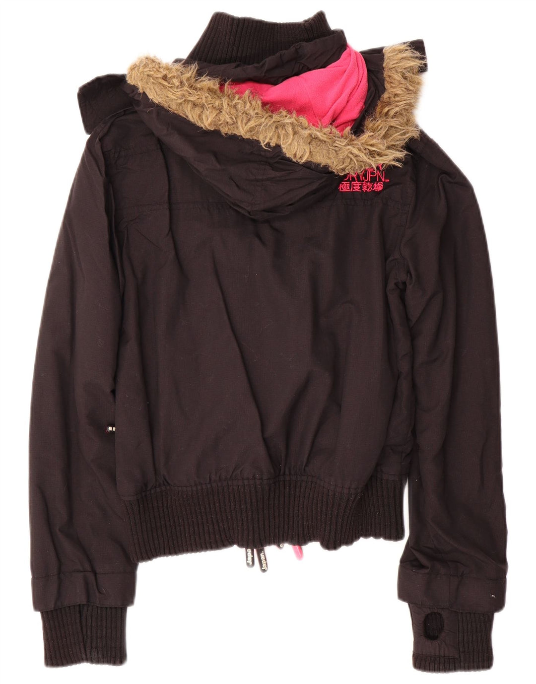 Giacca a vento con cappuccio da donna Superdry The Windbomber UK 14 media nera
