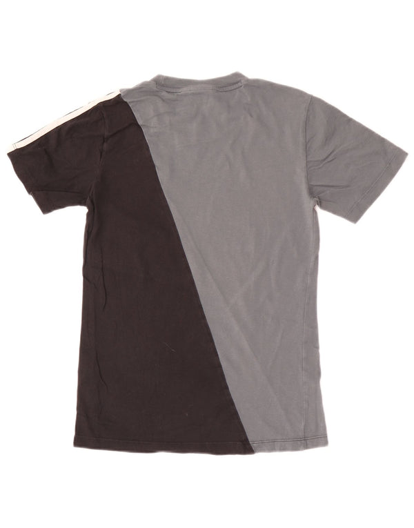 T-shirt da donna Adidas Top UK 6 XS in cotone color block grigio