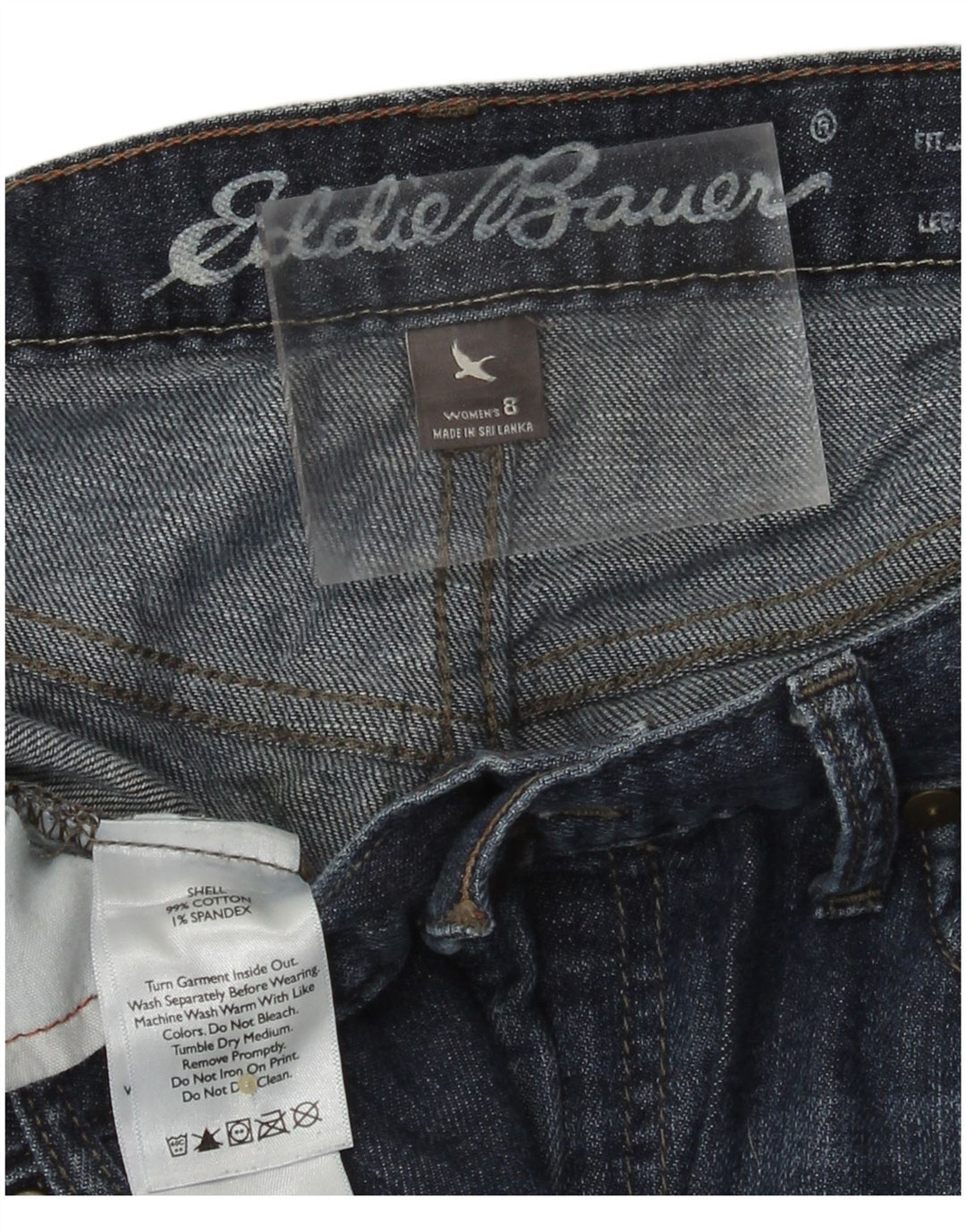 EDDIE BAUER Jeans Boyfriend Slim da Donna US 8 Medio W32 L30 Blu Navy